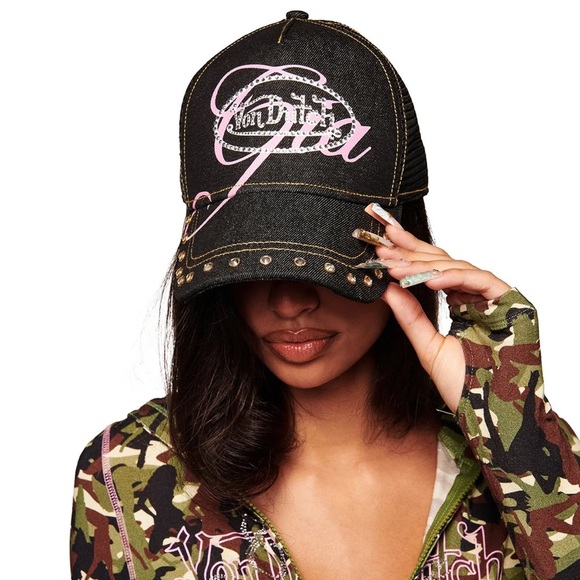 I AM GIA X VON DUTCH Pink Bedazzled Trucker Hat - Picture 6 of 11